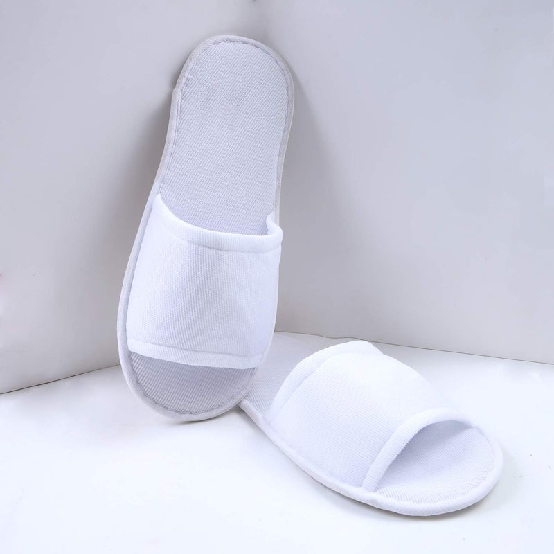 Elcoho 12 Pairs Open Toe Spa Slippers White Spa Hotel Guest Slippers for Spa, Party Guest, Hotel and Travel, Fits Most Men and Women - Image 4